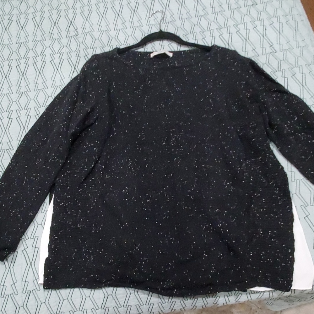 LOFT Size Large L pullover black speckled sweater